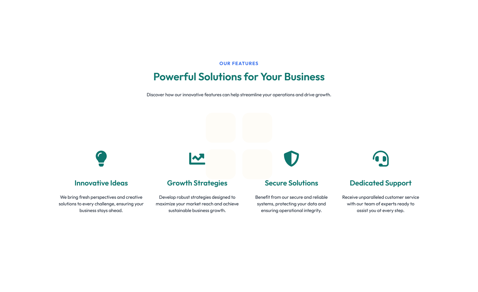 Screenshot of Feature Grid with 3-column Icon, Title, Text Cards 127 - Elementor Feature Sections component
