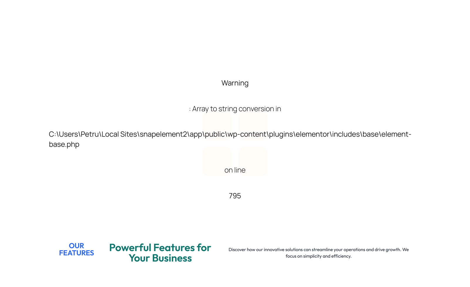 Screenshot of Feature Grid with 4-column Icon-box Cards 130 - Elementor Feature Sections component