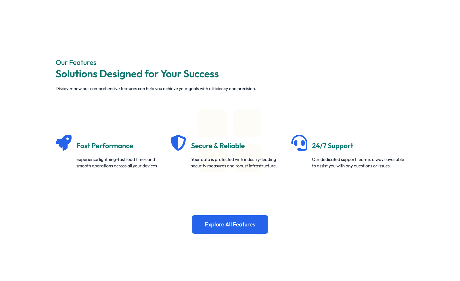 Feature Grid with 3-column Icon, Title, Text, CTA Cards 130 - Elementor component