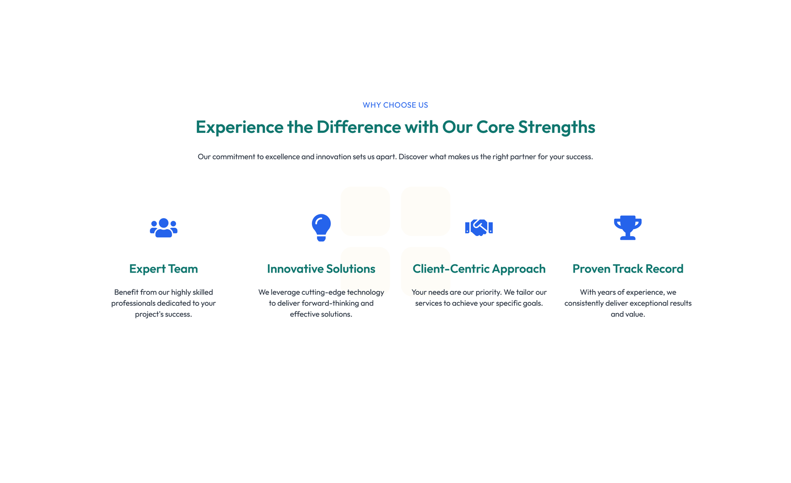 Feature Grid with 4-column Icon-box Cards 132 - Elementor component
