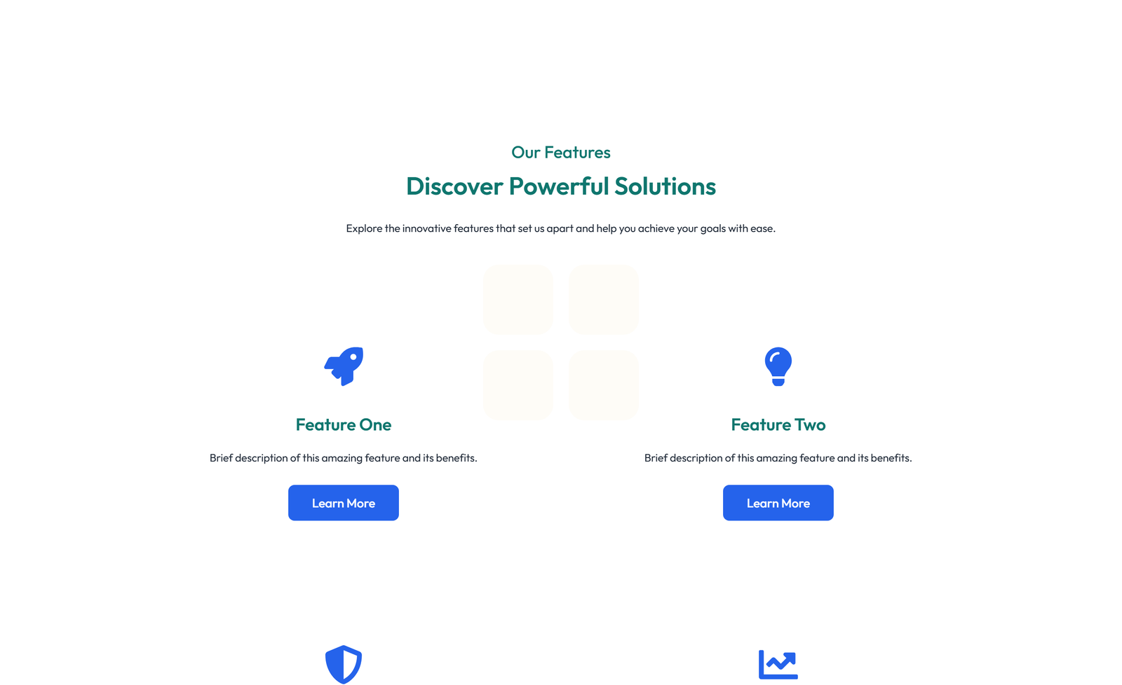 Screenshot of Feature Grid with 3-column Icon, Title, Text Cards 133 - Elementor Feature Sections component