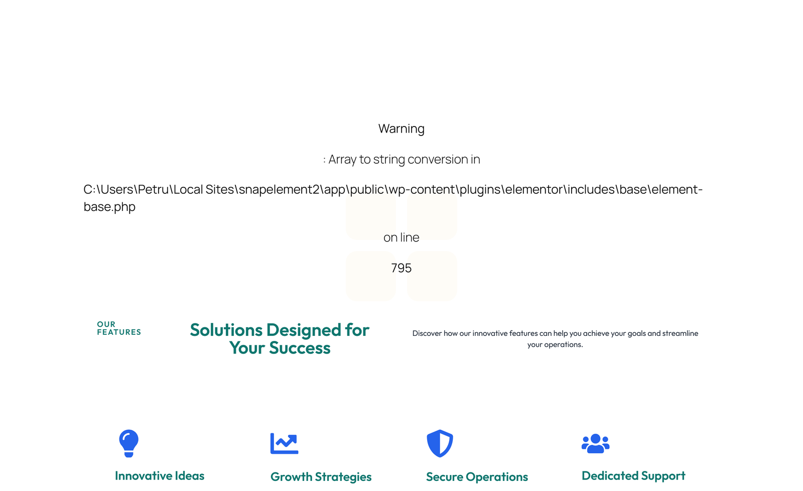 Screenshot of Feature Grid with 4-column Icon-box Cards 133 - Elementor Feature Sections component