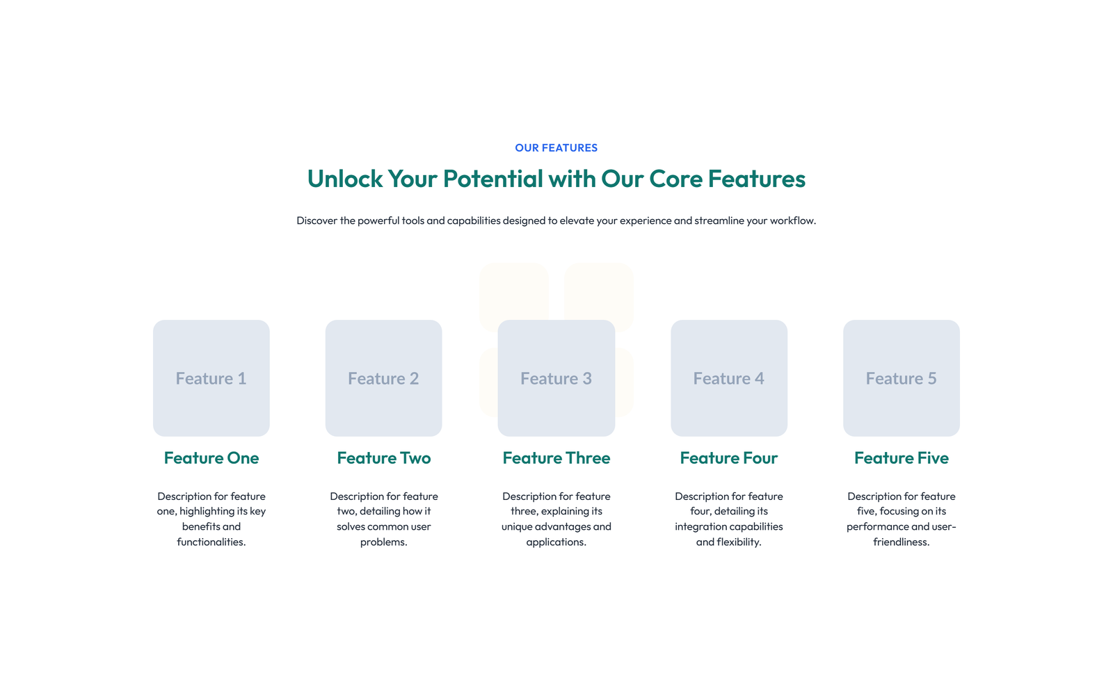 Feature Grid with 3-column Icon, Title, Text Cards 141 - Elementor component