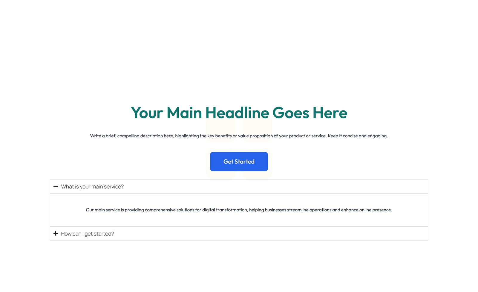 Screenshot of Centered Hero with H1, Subtitle, CTA, Social Icons 2 - Elementor Hero Sections component