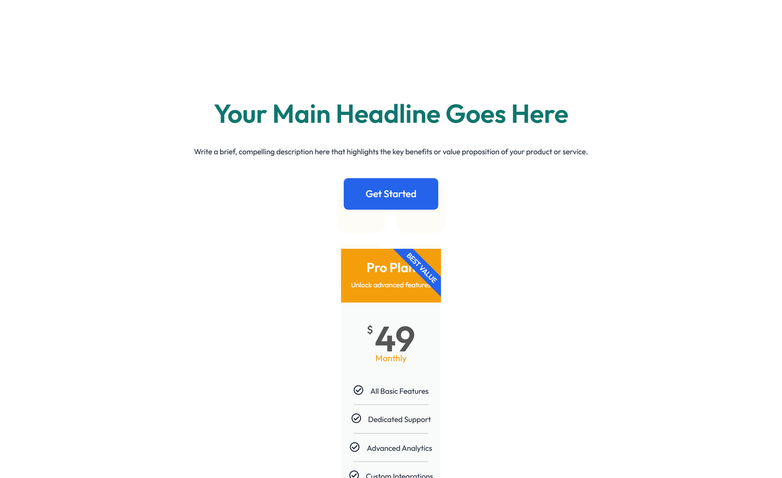 Screenshot of Centered Hero with H1, Subtitle, CTA, 3 Counter Stats 3 - Elementor Hero Sections component