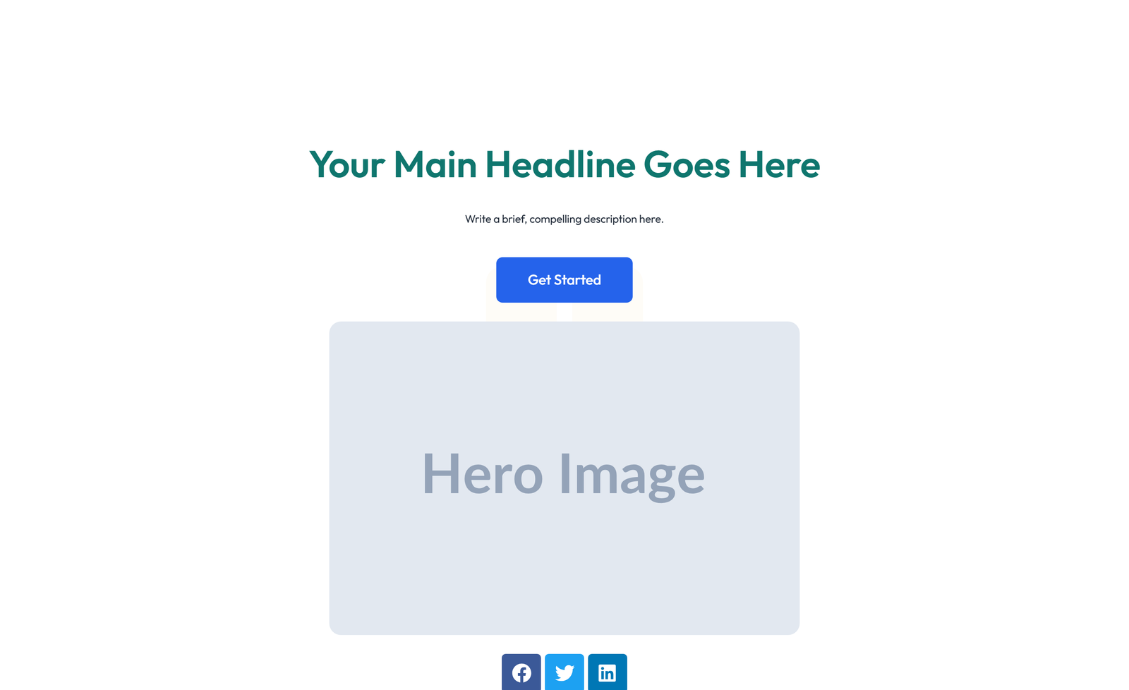 Centered Hero with H1, Subtitle, CTA, Social Icons 15 - Elementor component