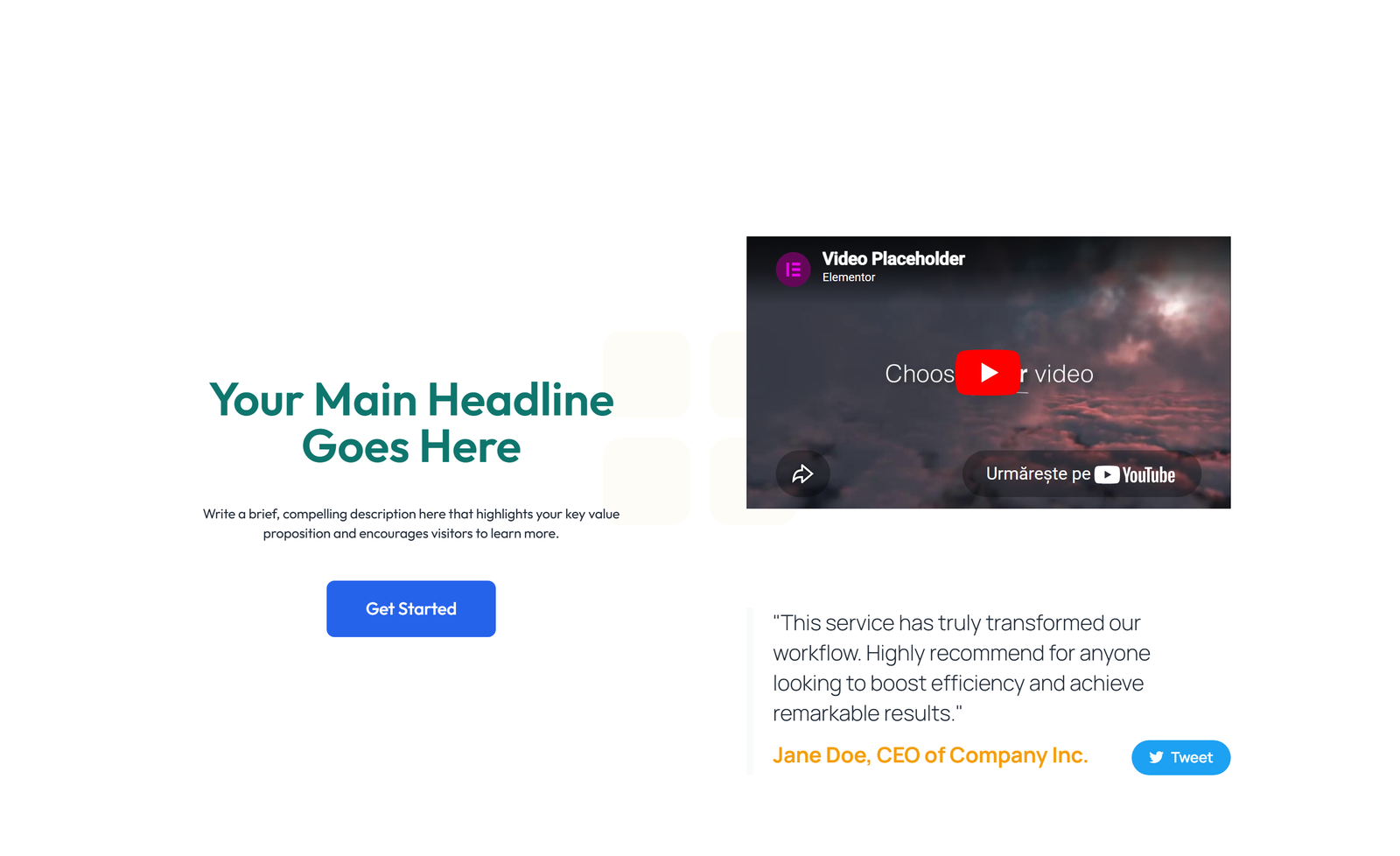 Centered Hero with H1, Subtitle, Two CTA Buttons 22 - Elementor component