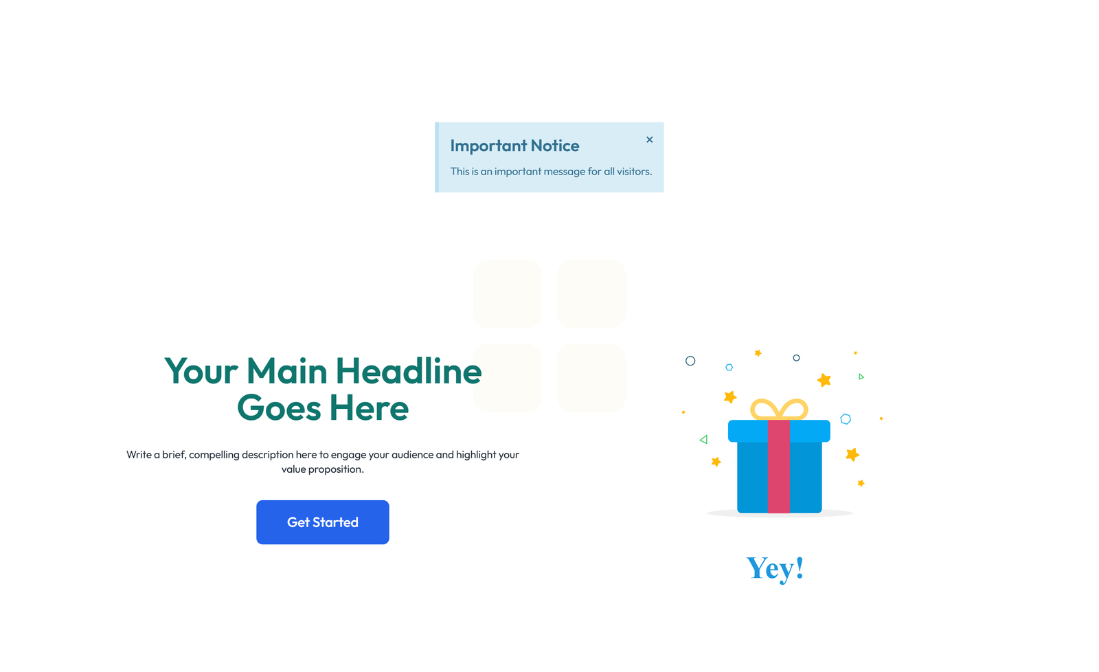 Screenshot of Centered Hero with H1, Subtitle, CTA, 3 Counter Stats 38 - Elementor Hero Sections component