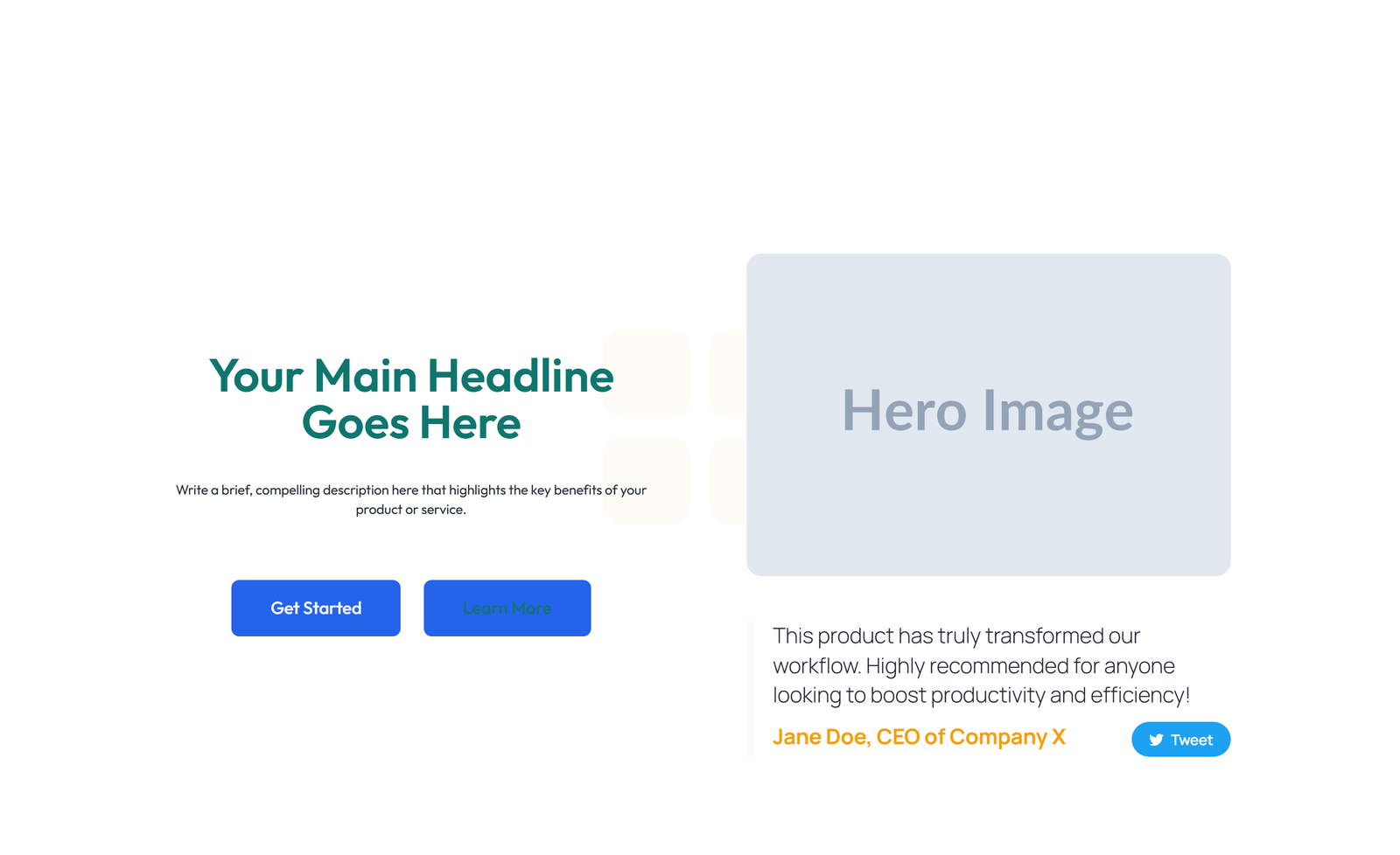 Centered Hero with H1, Subtitle, Two CTA Buttons 44 - Elementor component