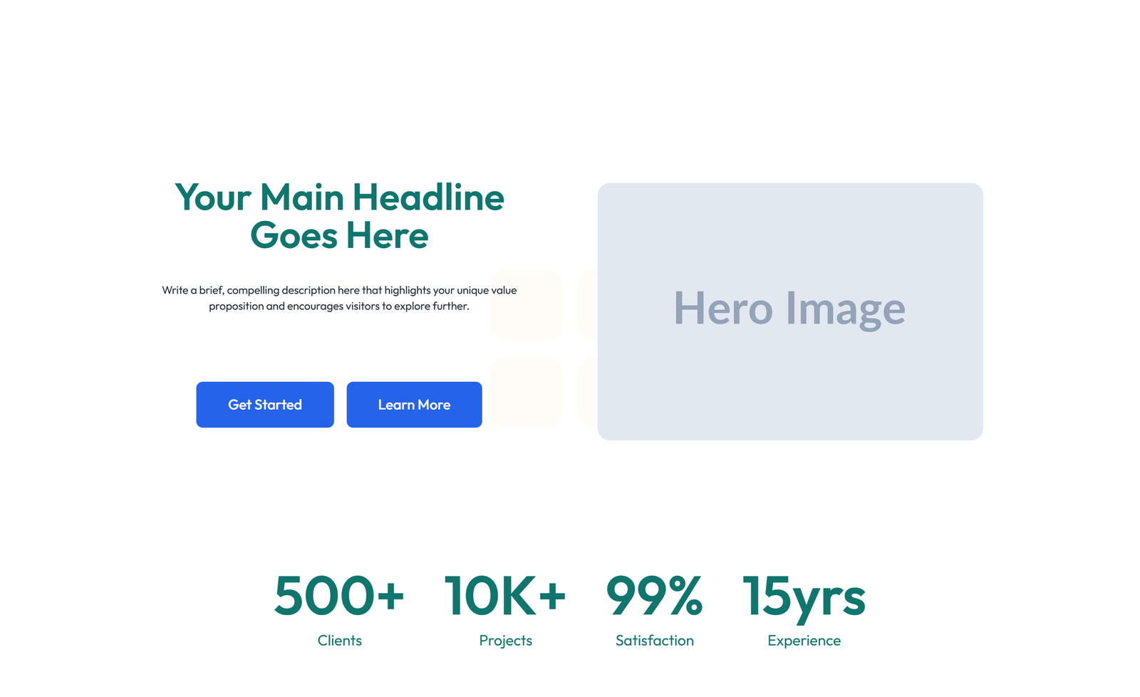 Centered Hero with H1, Subtitle, CTA, 3 Counter Stats 48 - Elementor component