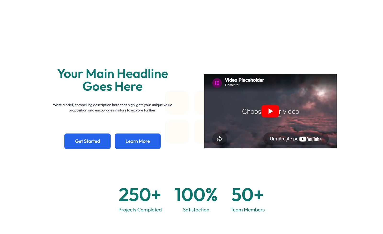 Centered Hero with H1, Subtitle, CTA Button 59 - Elementor component