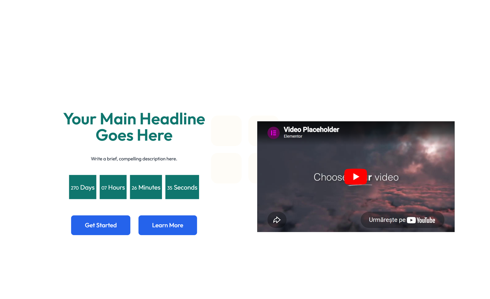 Centered Hero with H1, Subtitle, Two CTA Buttons 59 - Elementor component