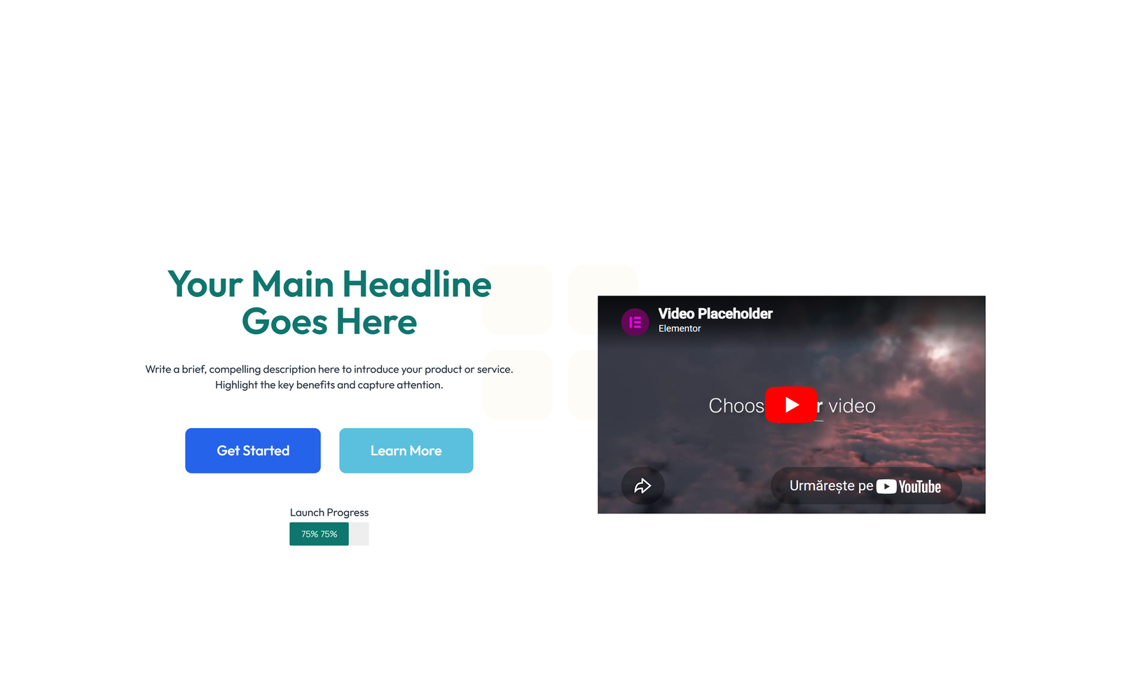 Centered Hero with H1, Subtitle, CTA Button 60 - Elementor component