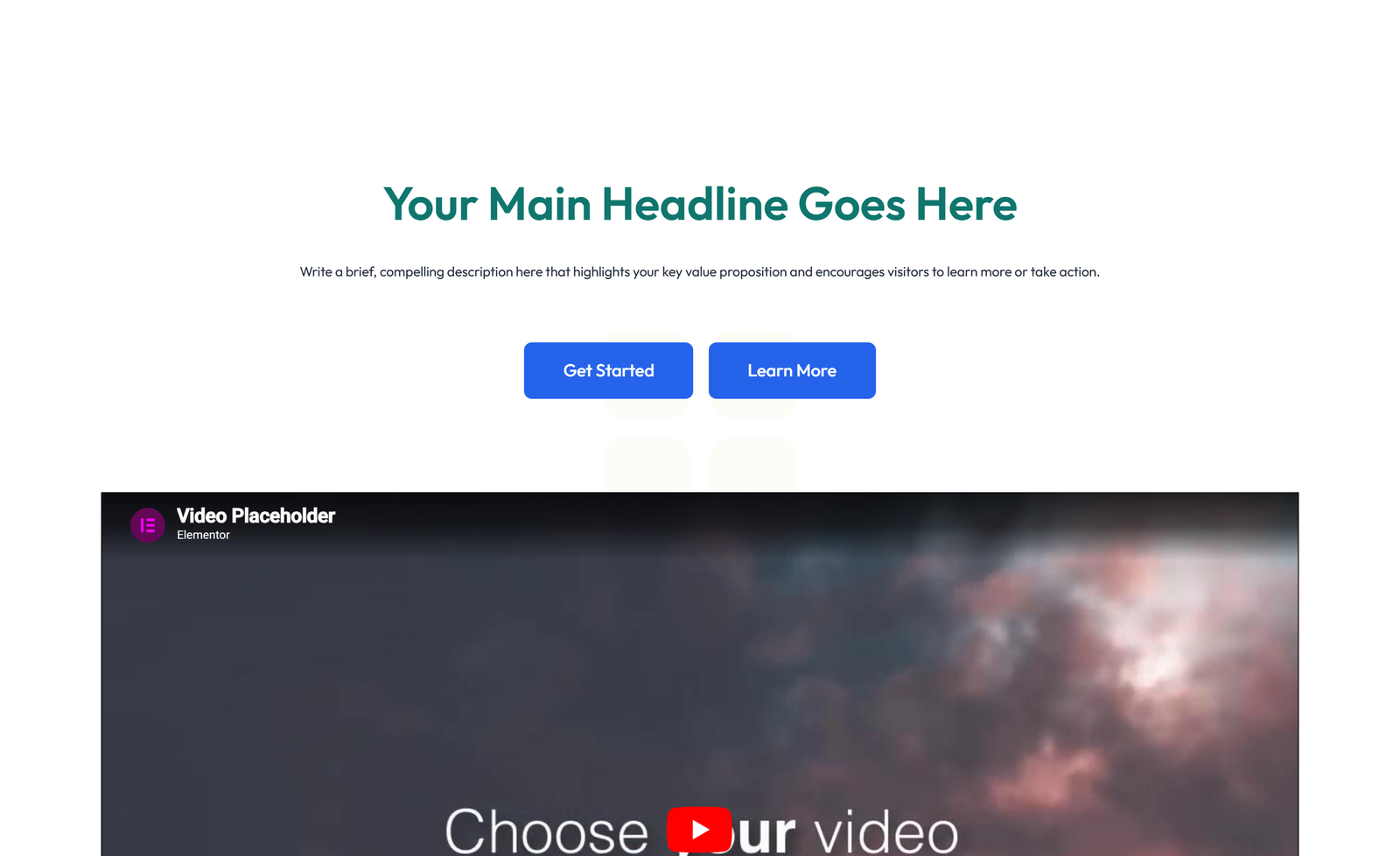 Centered Hero with H1, Subtitle, CTA, Social Icons 60 - Elementor component
