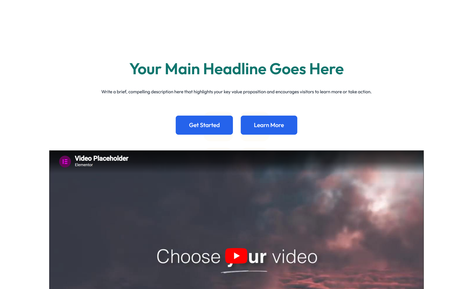 Centered Hero with H1, Subtitle, Two CTA Buttons 61 - Elementor component