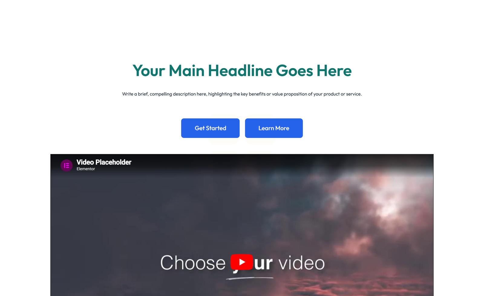 Centered Hero with H1, Subtitle, CTA Button 62 - Elementor component