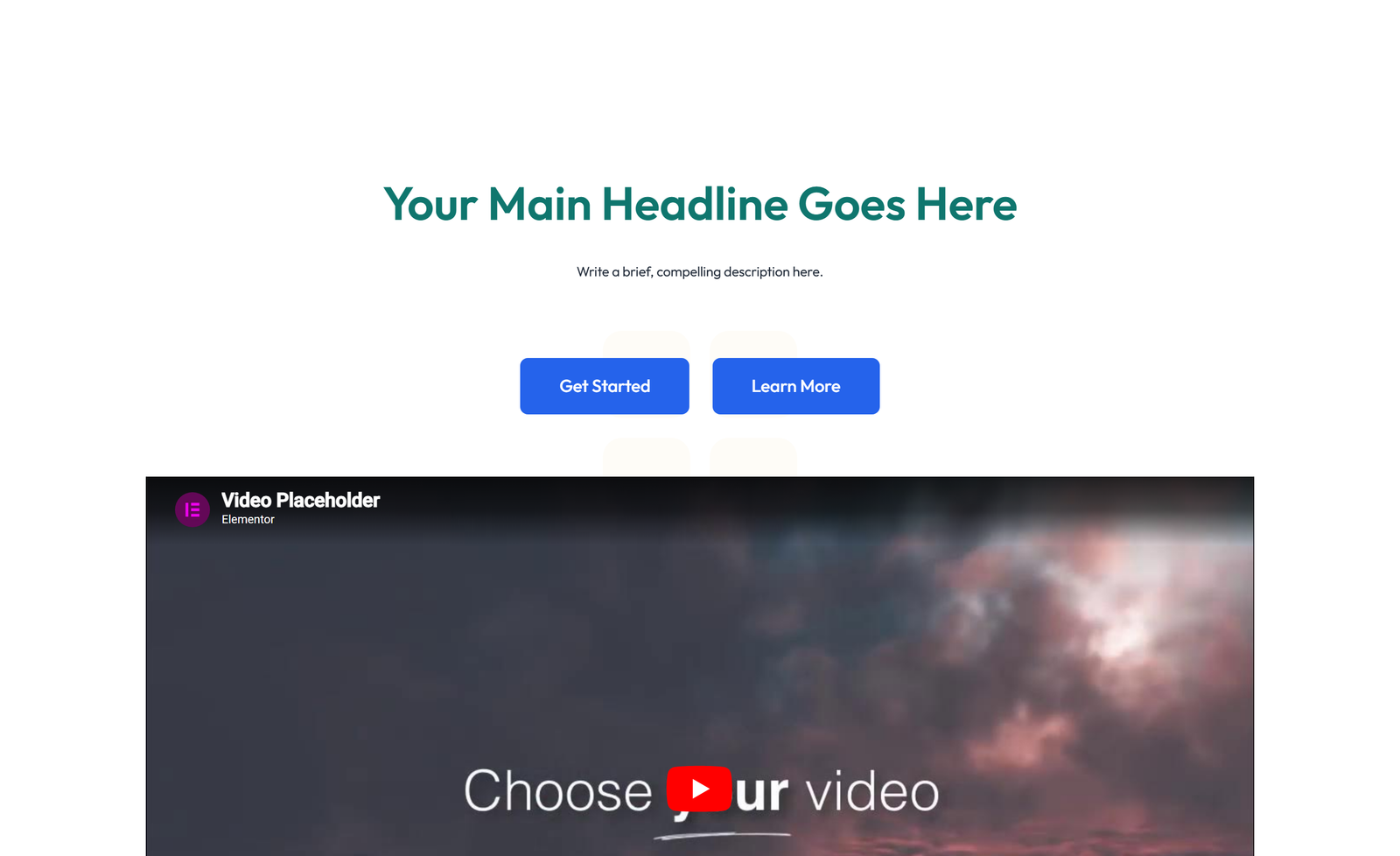 Centered Hero with H1, Subtitle, Two CTA Buttons 62 - Elementor component