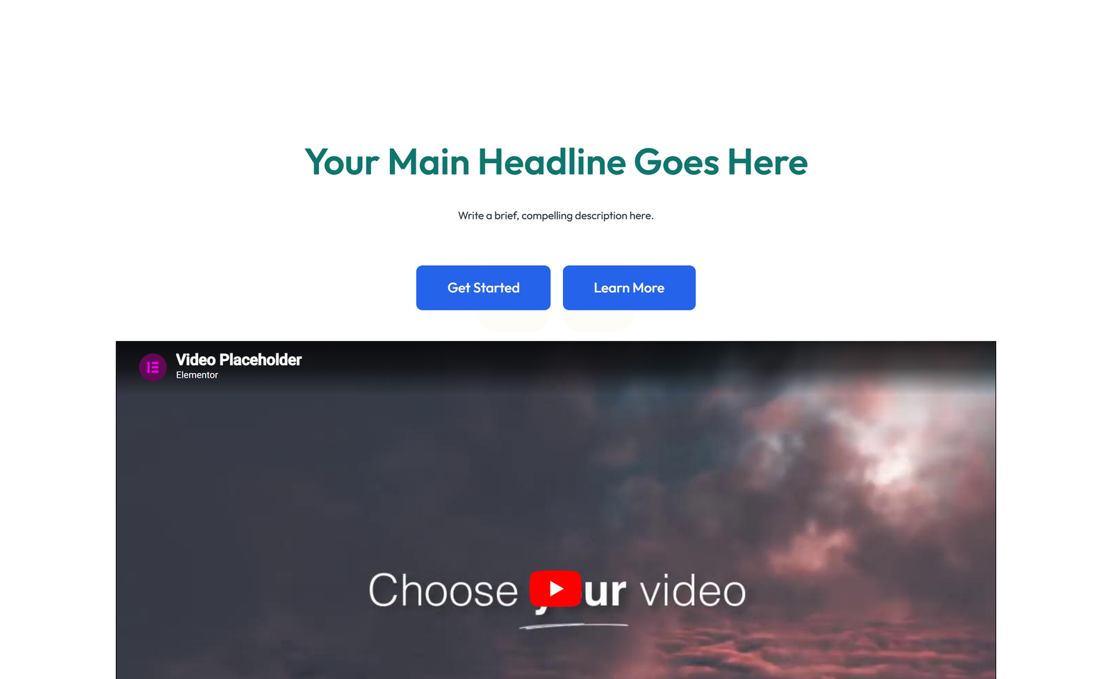 Centered Hero with H1, Subtitle, CTA Button 63 - Elementor component