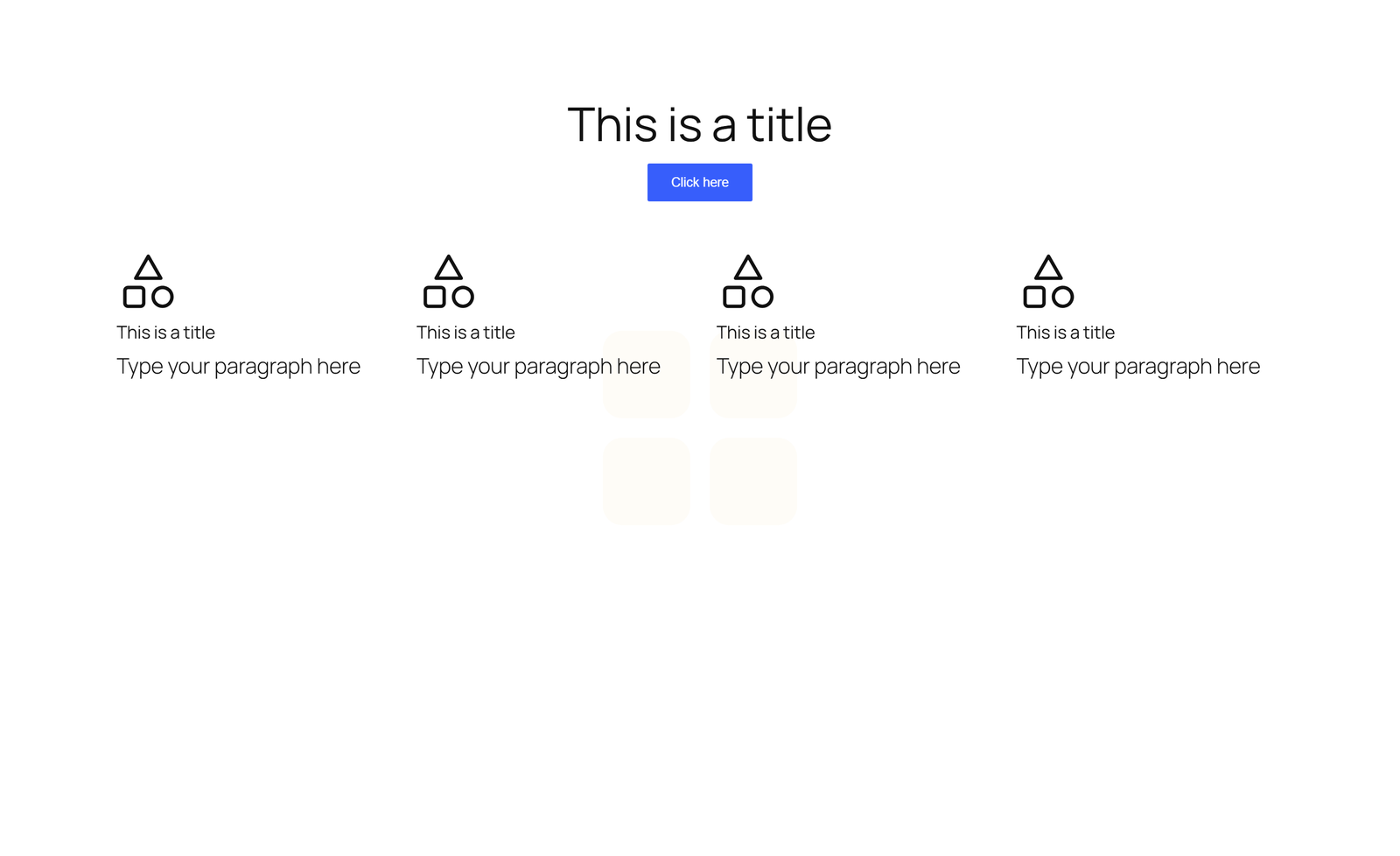 Screenshot of Centered Hero with Four Icon Feature Cards - Elementor Hero Sections component