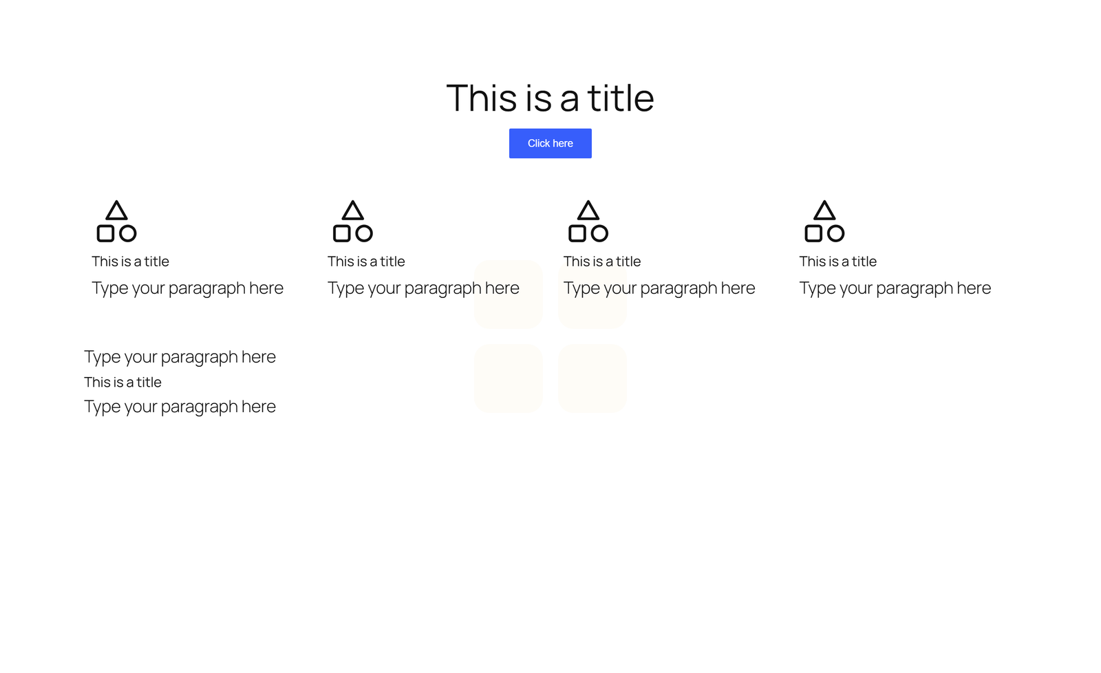 Screenshot of Centered Hero with Four Icon Cards and Quote - Elementor Hero Sections component