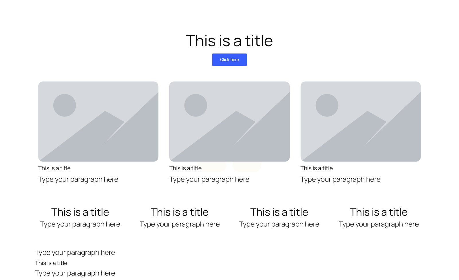 Centered Hero with Single Button, 3 Image Cards, Quote Block, 2 - Elementor component