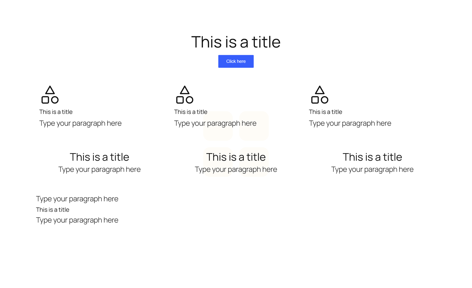 Centered Hero with Single Button, 3 Icon Cards, Quote Block - Elementor component