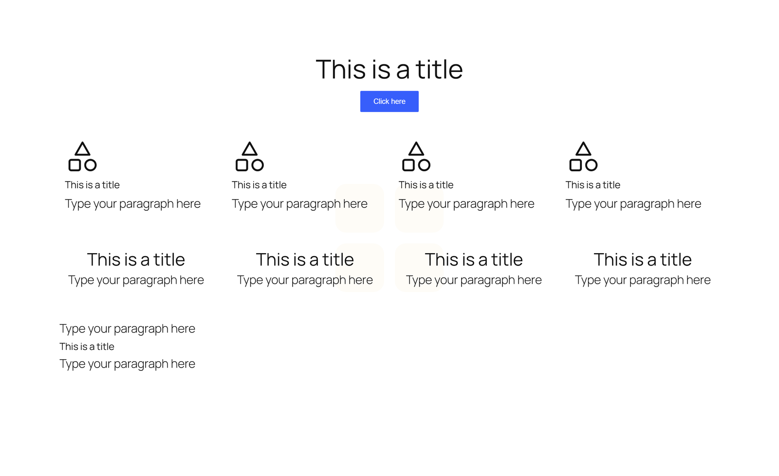Centered Hero with Single Button, 4 Icon Cards, Quote Block, 2 - Elementor component