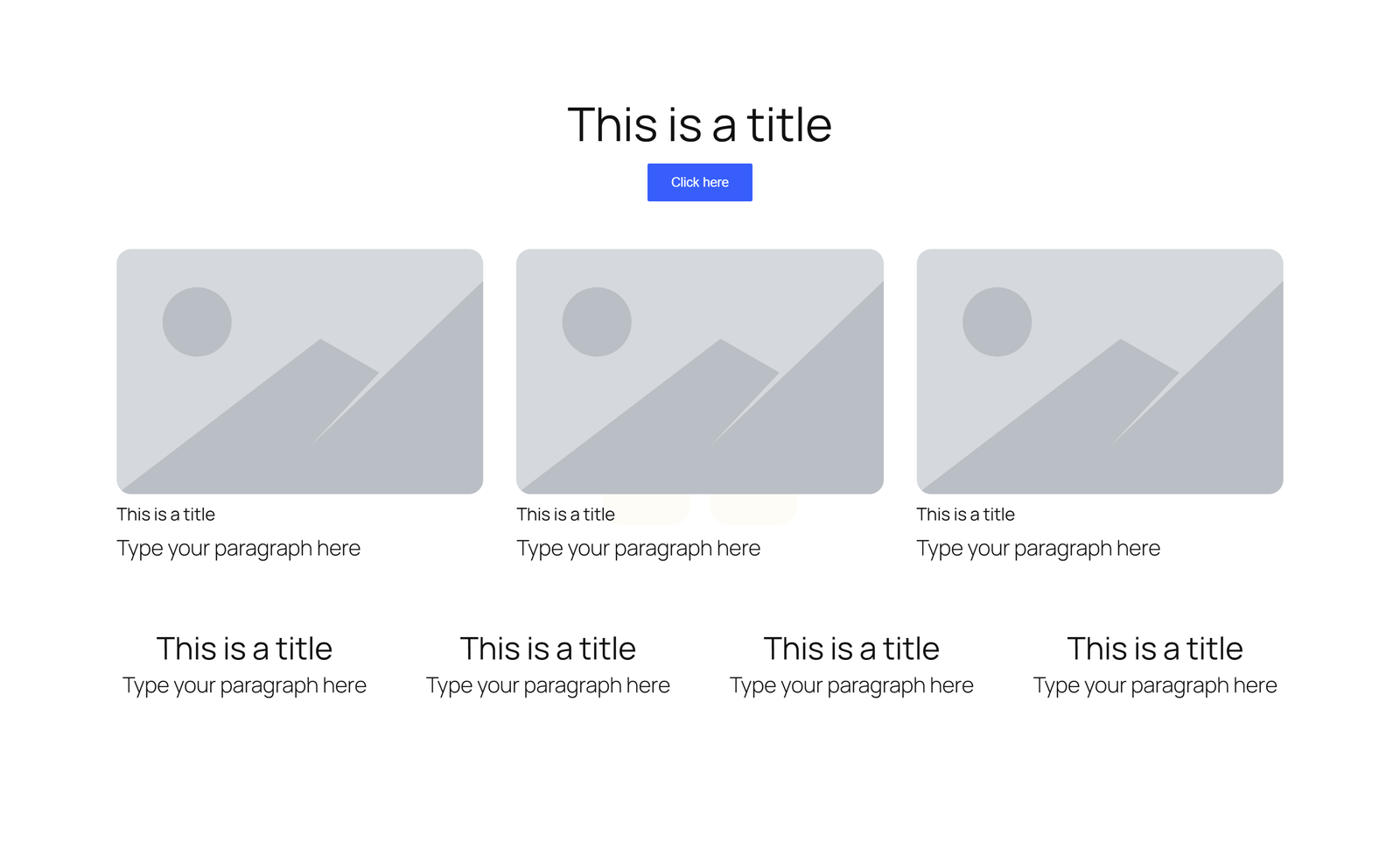 Centered Hero with Single Button, 3 Image Cards, and 4-stat Counter - Elementor component