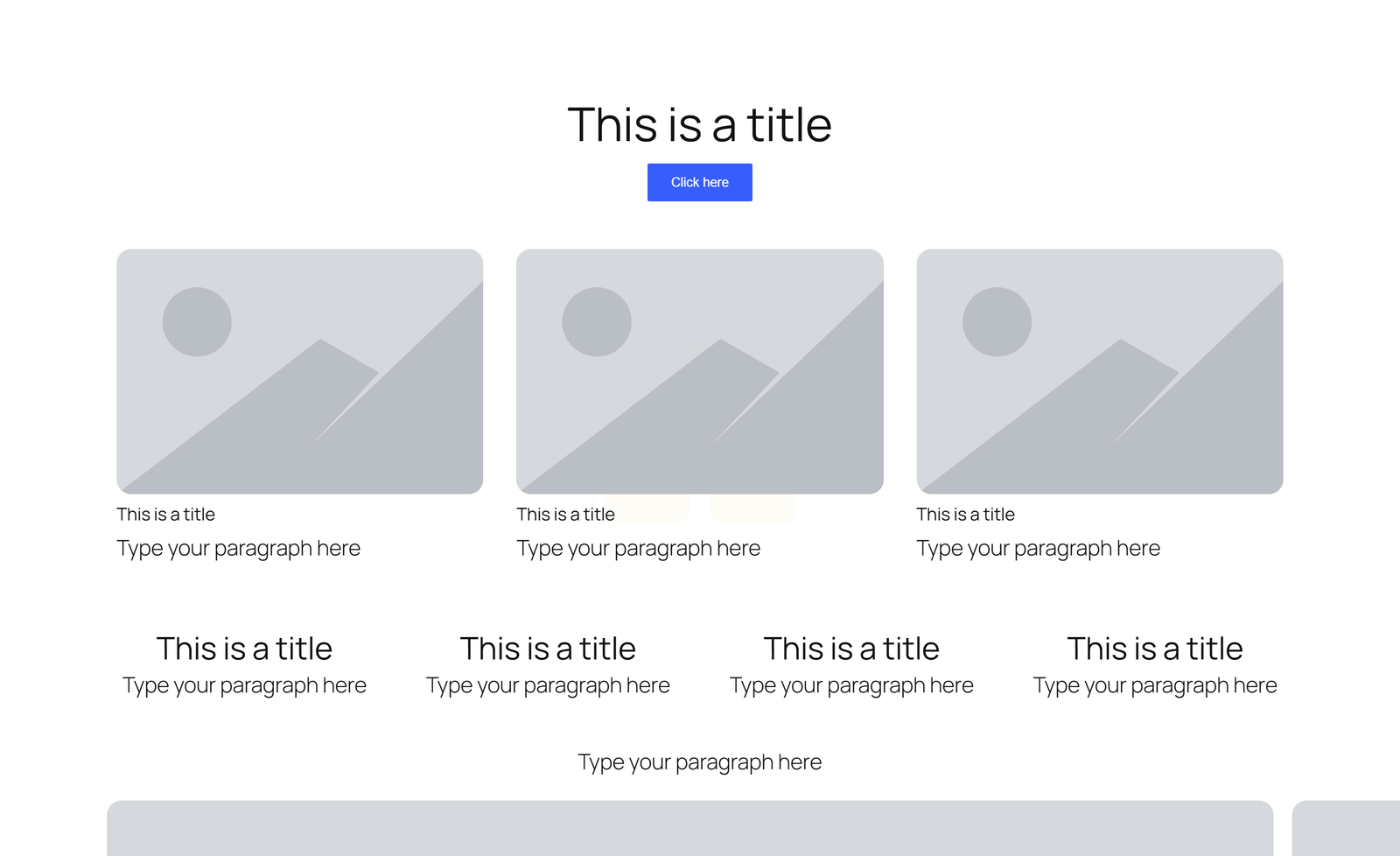 Centered Hero with Single Button, 3 Image Cards, 4-logo Row, 4 - Elementor component