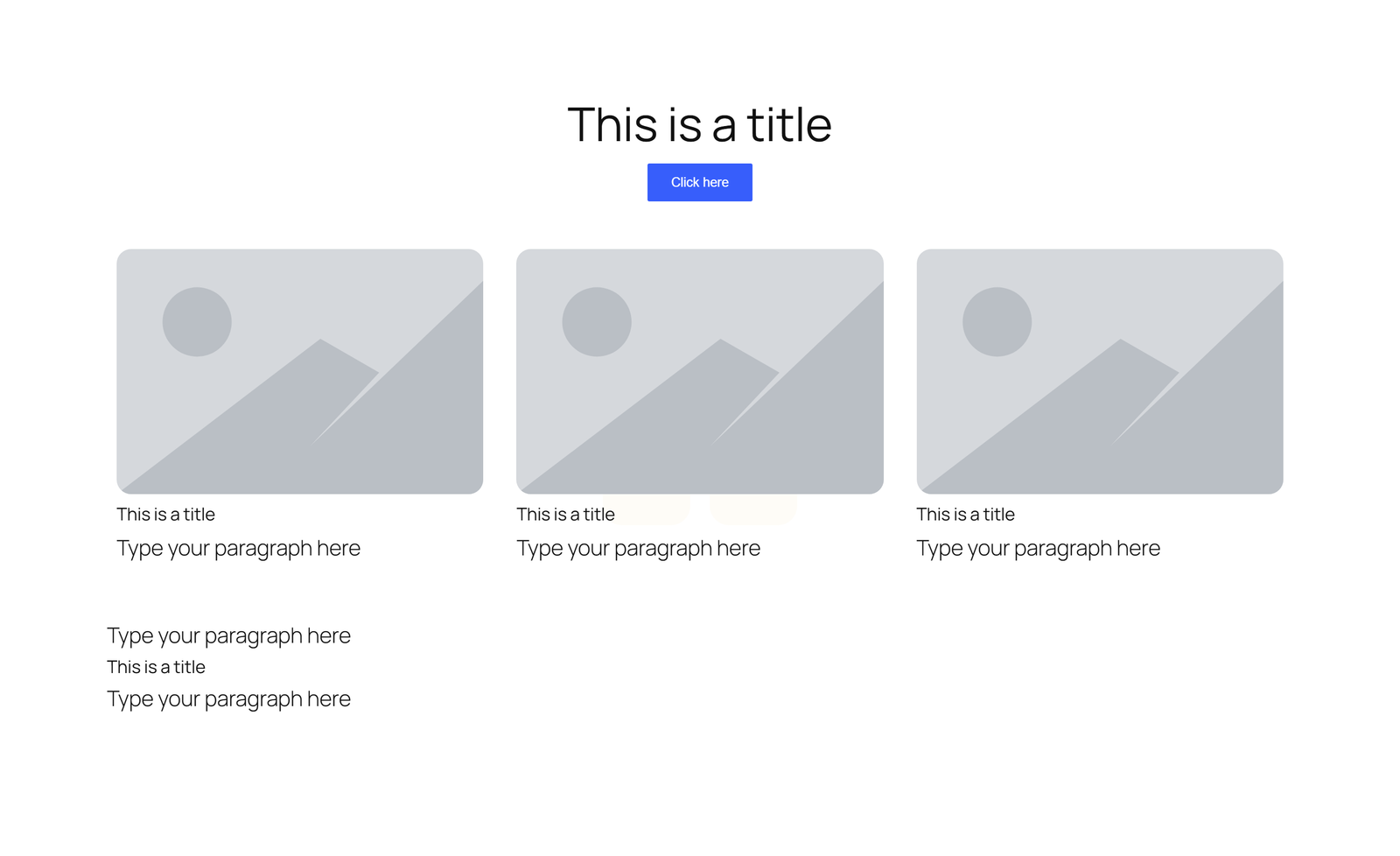 Centered Hero with Single Button, 3 Image Cards, and Quote Block 2 - Elementor component