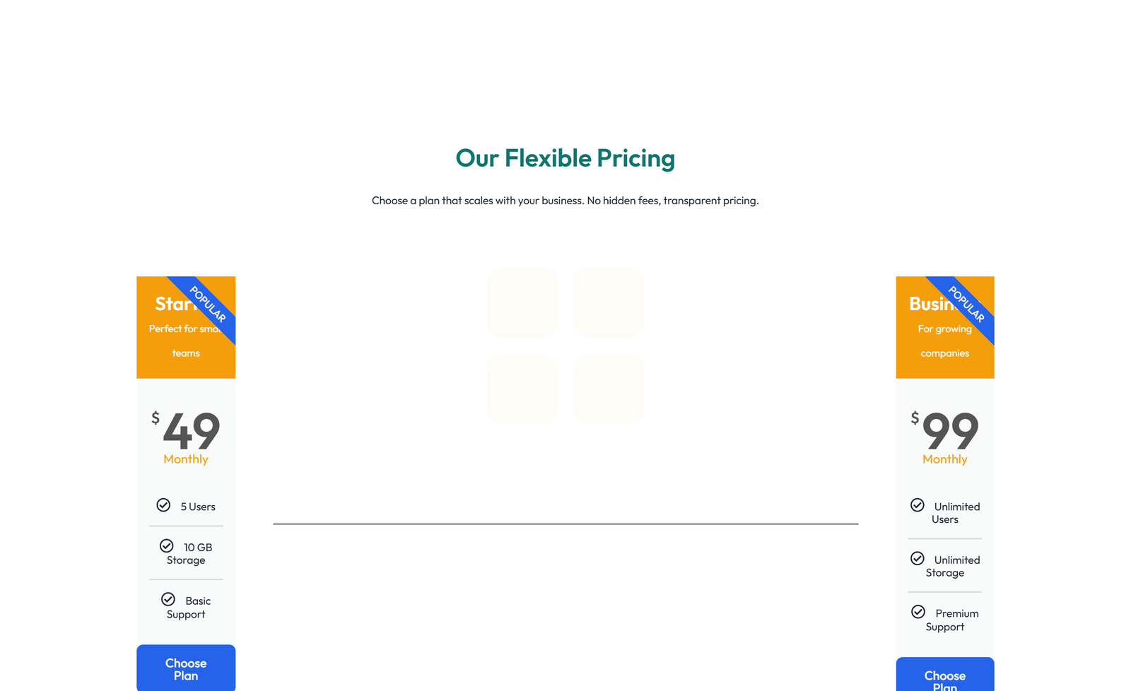 Pricing with 3-column Price Table with Ribbon 4 - Elementor component