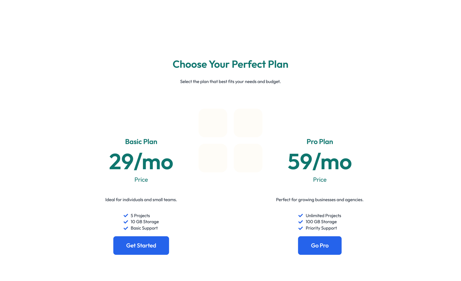 Screenshot of Pricing with 3-column Price Table with Ribbon 5 - Elementor Pricing Sections component