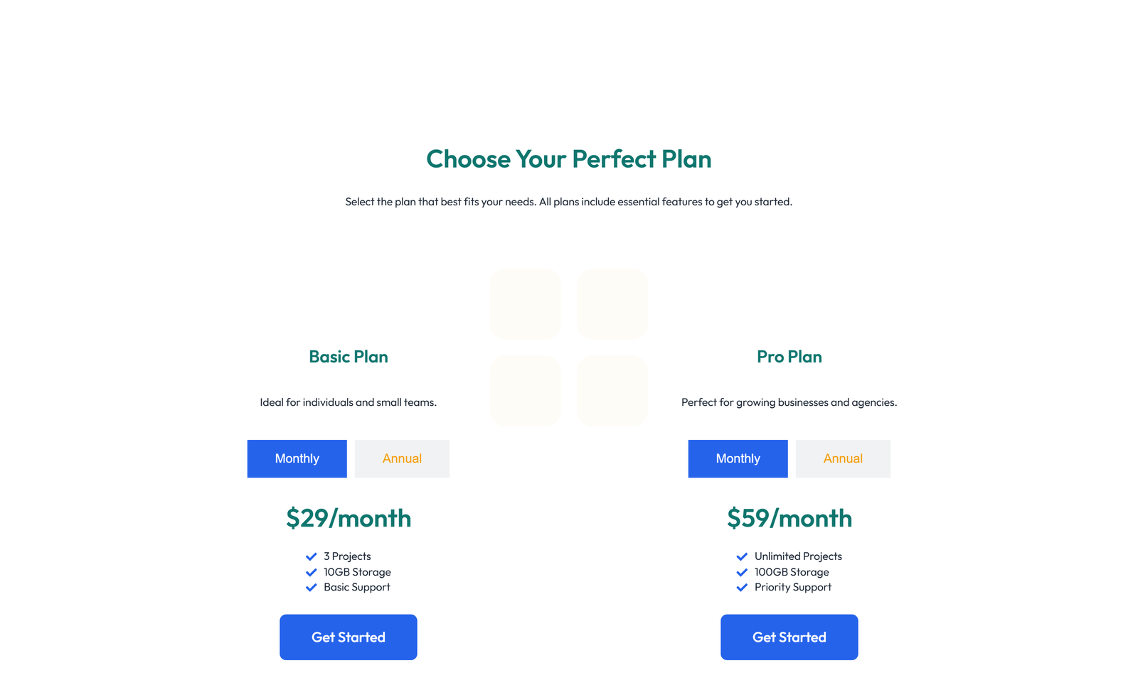 Pricing with 3-column Price Table with Ribbon 6 - Elementor component
