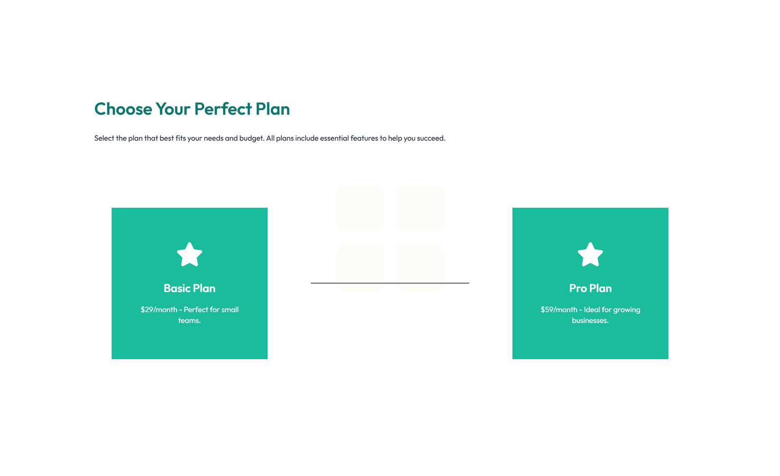 Pricing with 2-column Price Table Comparison 7 - Elementor component