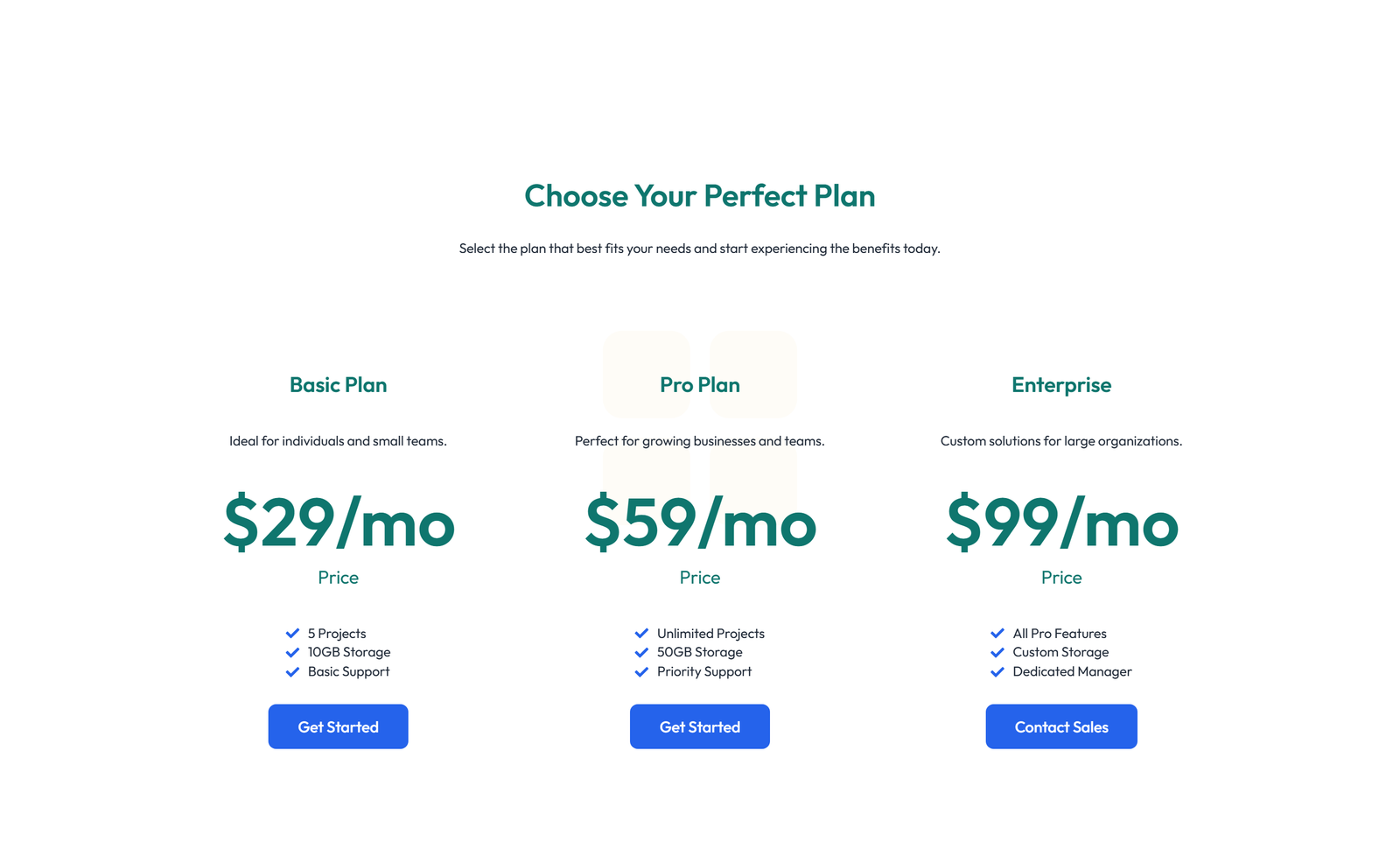 Pricing with 2-column Price Table Comparison 22 - Elementor component