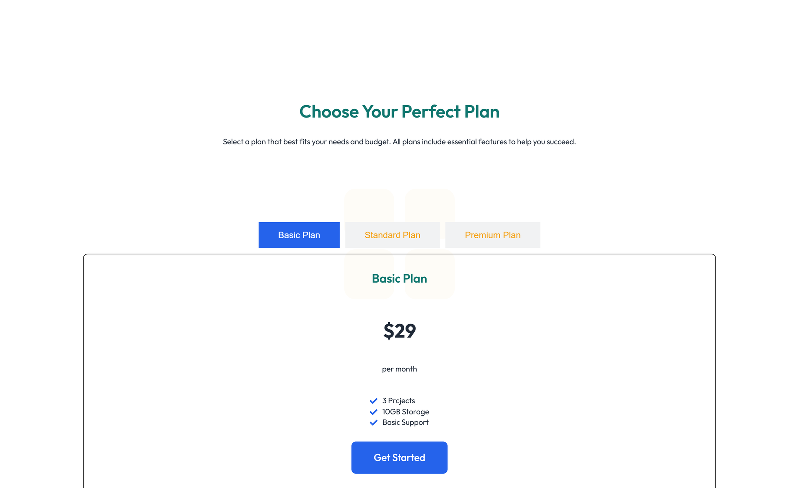 Screenshot of Pricing with 2-column Price Table Comparison 23 - Elementor Pricing Sections component