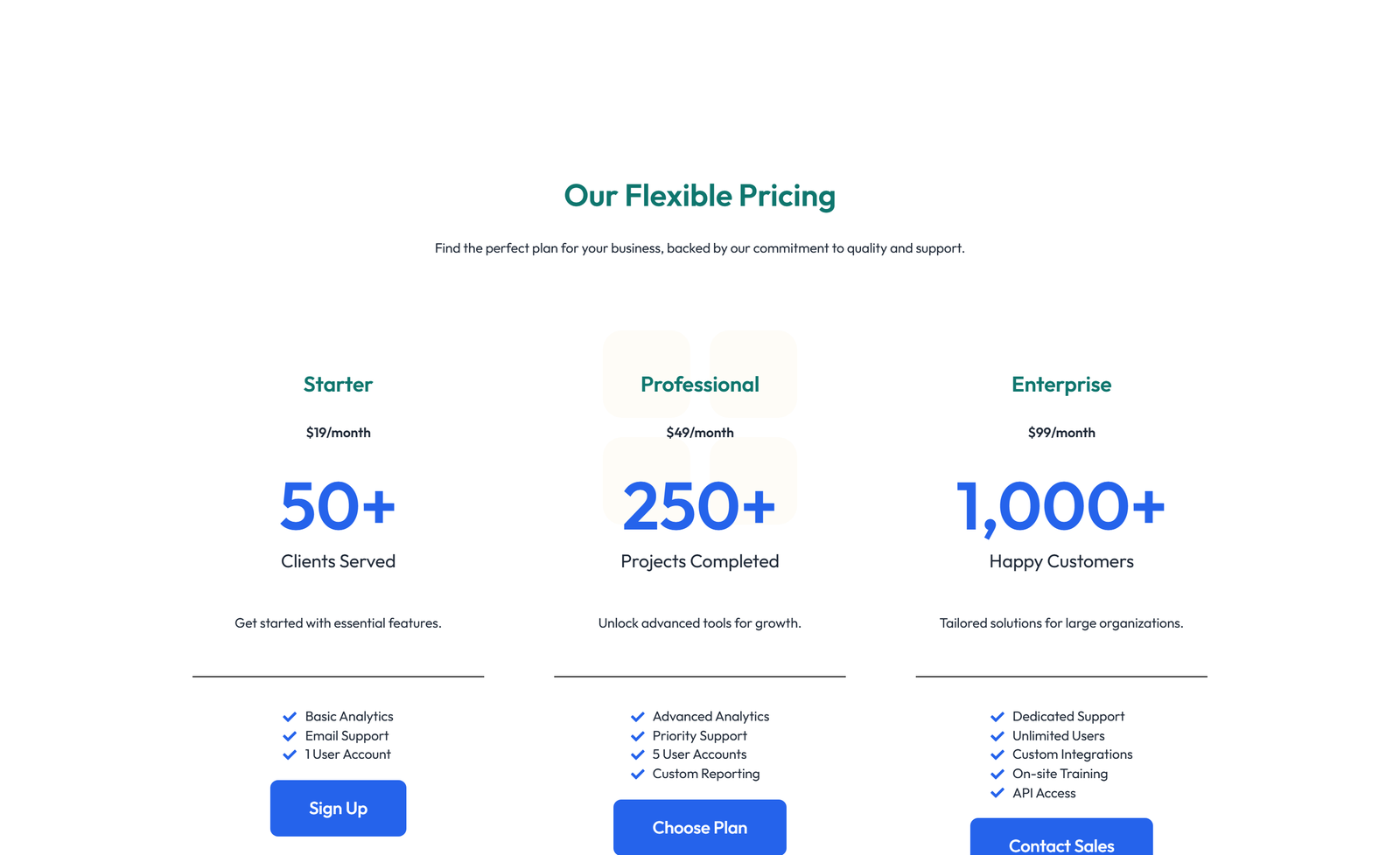 Pricing with 3-column Price Table with Ribbon 25 - Elementor component