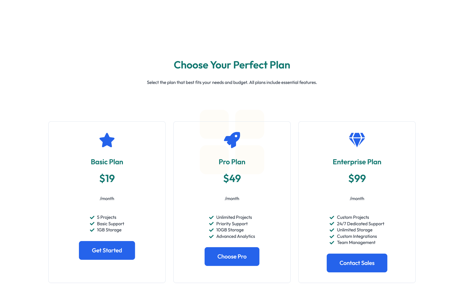 Pricing with 3-column Price Table with Ribbon 26 - Elementor component