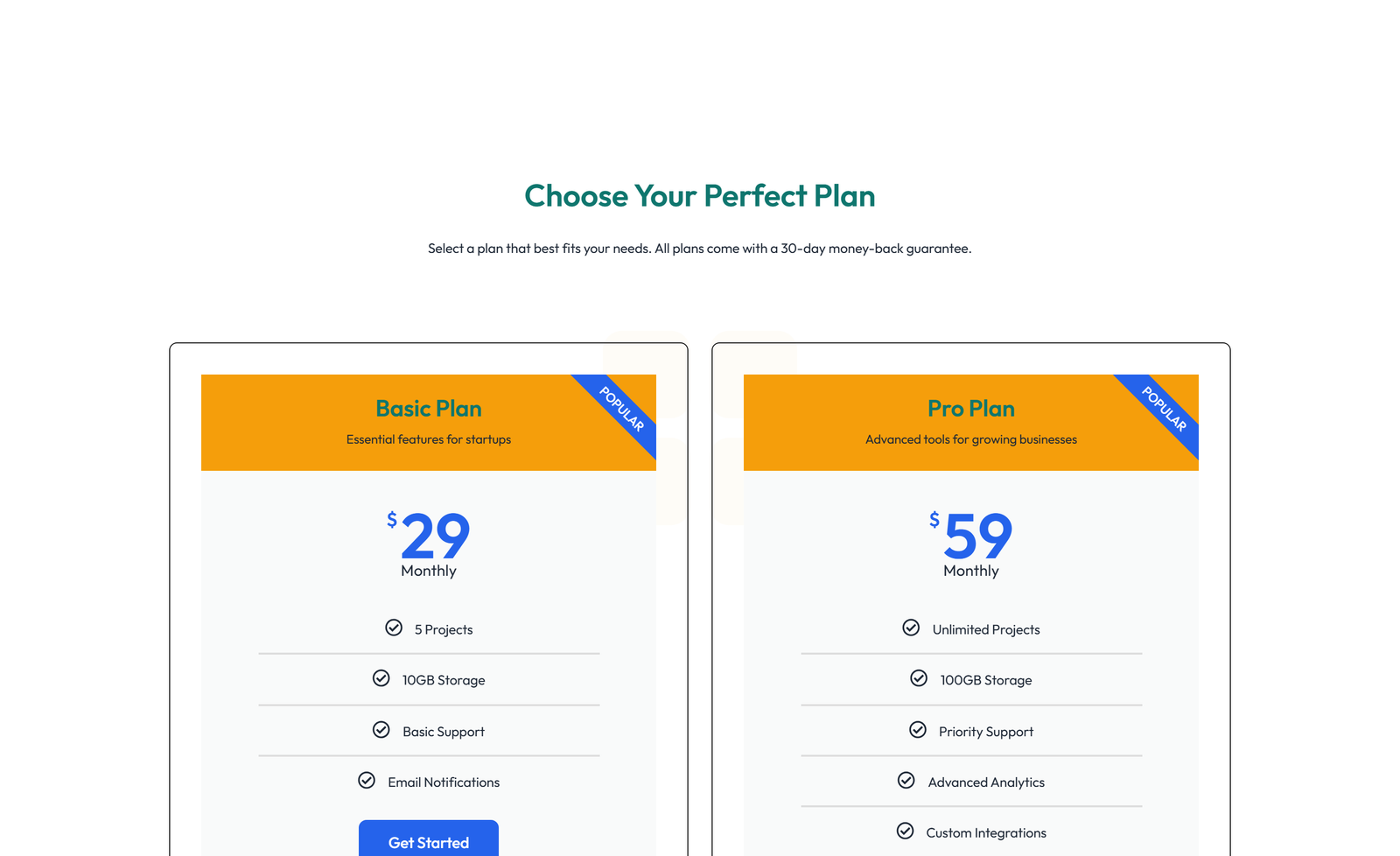 Pricing with 3-column Price Table with Ribbon 29 - Elementor component