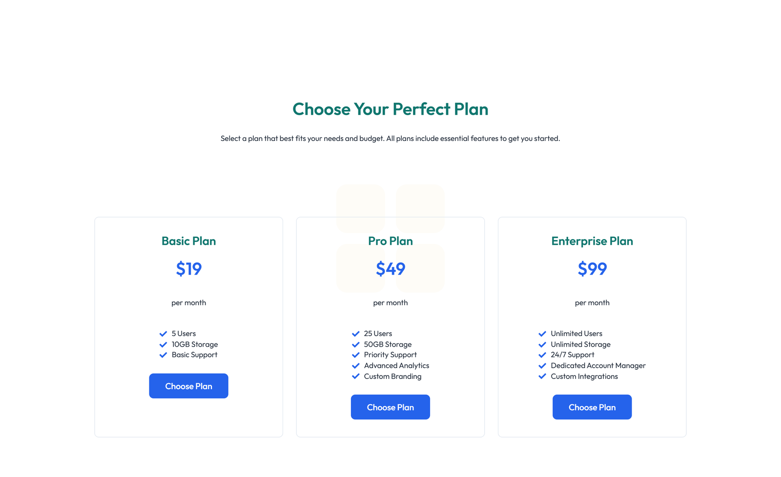 Pricing with 3-column Price Table with Ribbon 32 - Elementor component