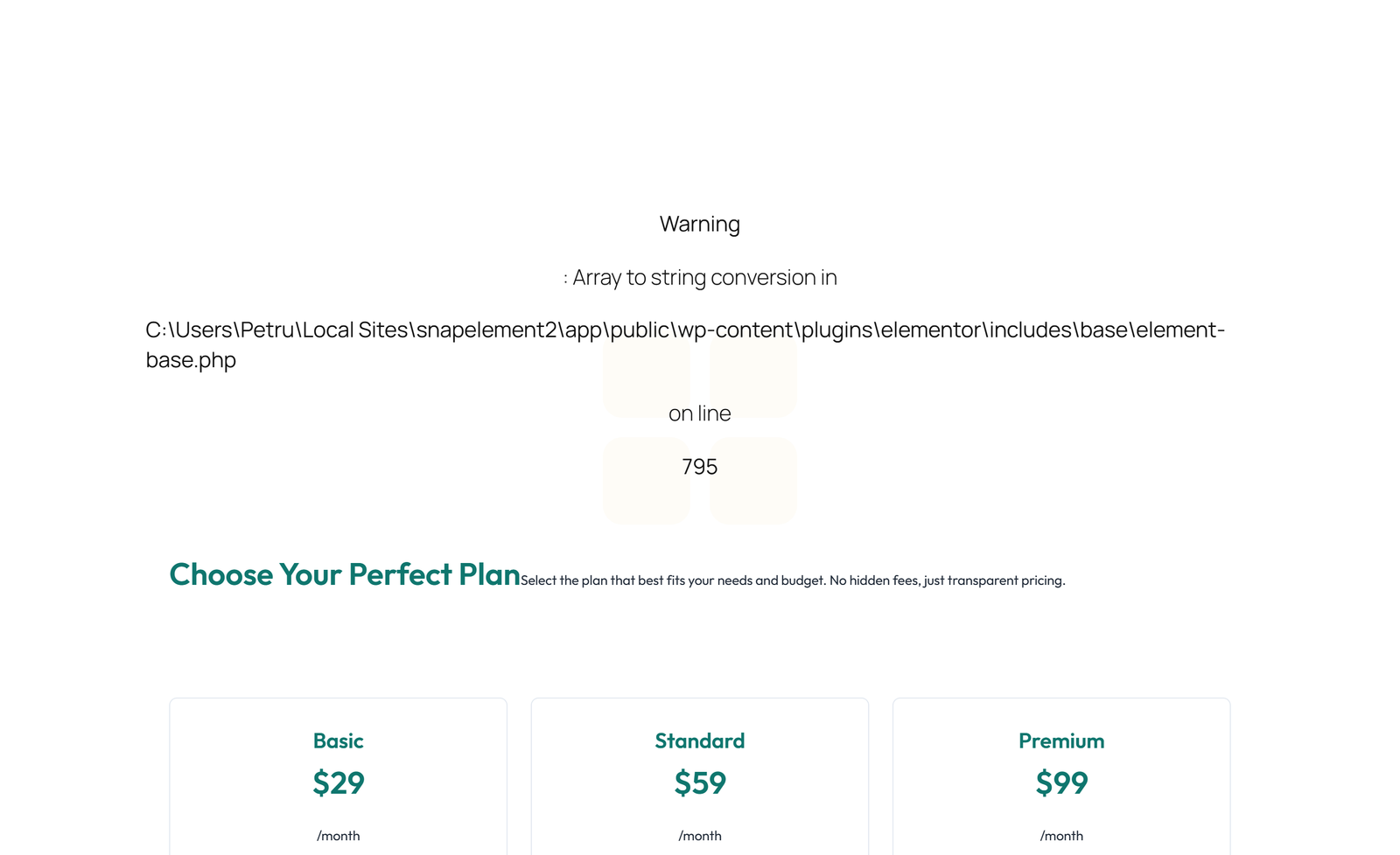 Screenshot of Pricing with 2-column Price Table Comparison 40 - Elementor Pricing Sections component