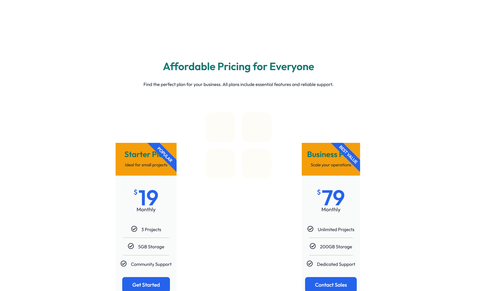 Pricing with 3-column Price Table with Ribbon 41 - Elementor component