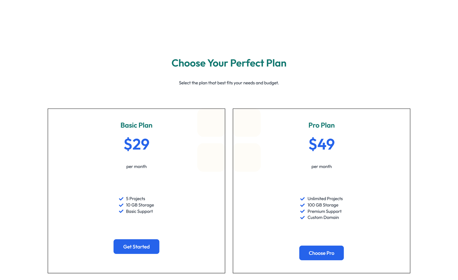 Pricing with 3-column Price Table with Ribbon 42 - Elementor component