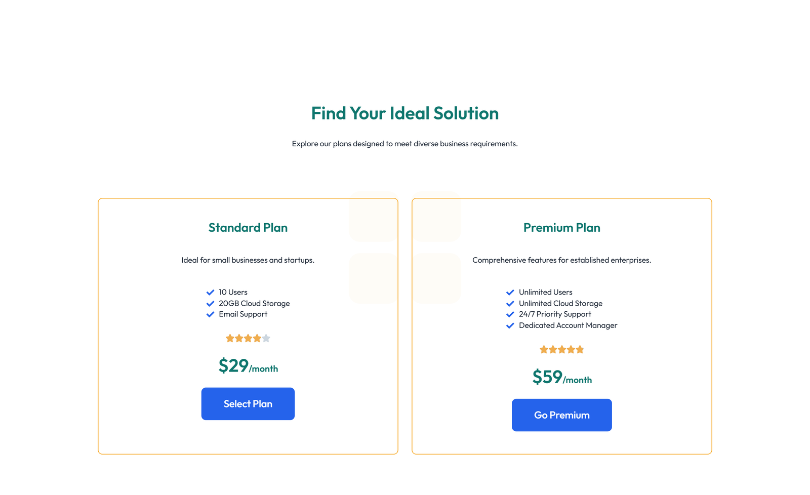 Screenshot of Pricing with 3-column Price Table with Ribbon 43 - Elementor Pricing Sections component