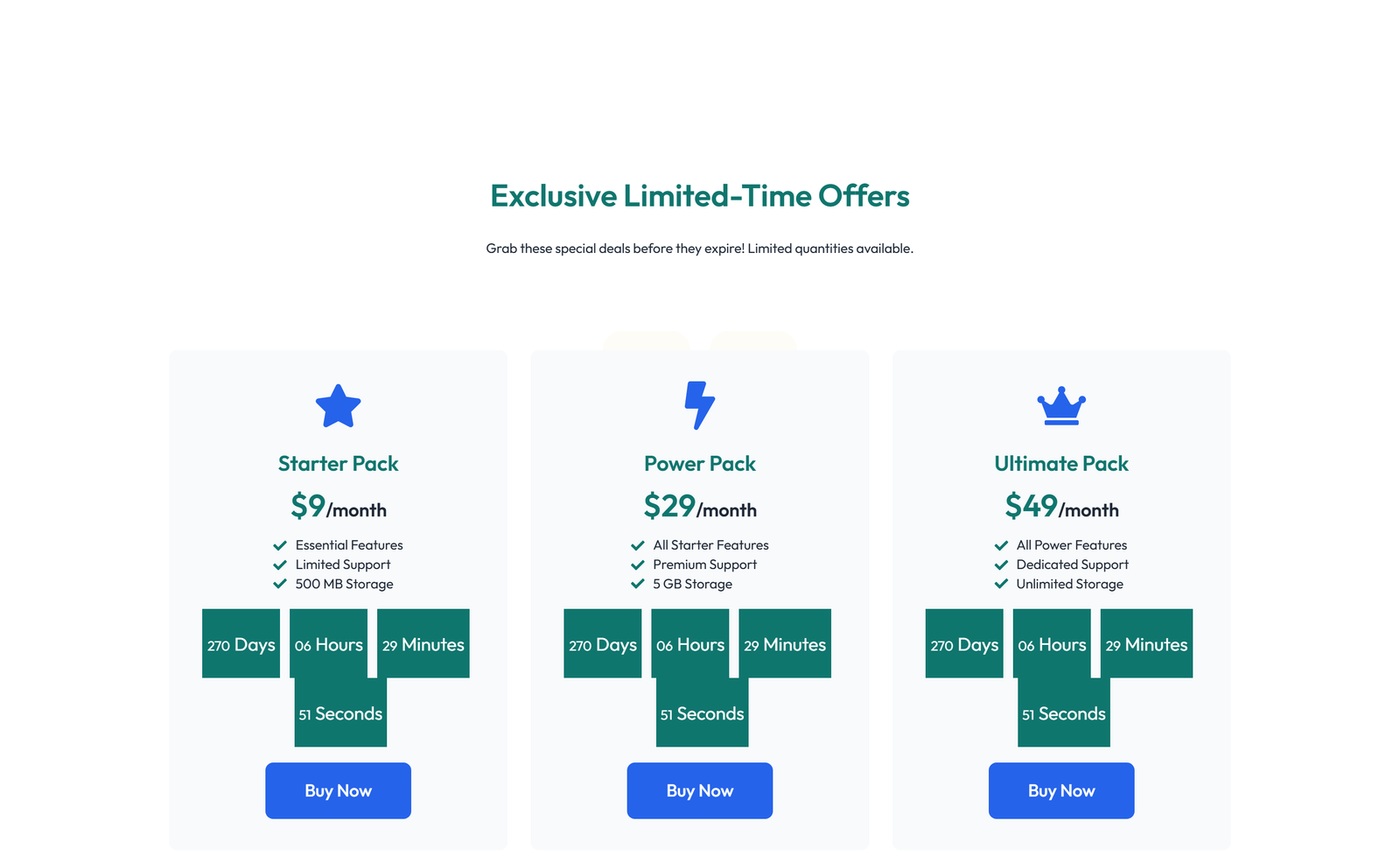 Pricing with 2-column Price Table Comparison 56 - Elementor component