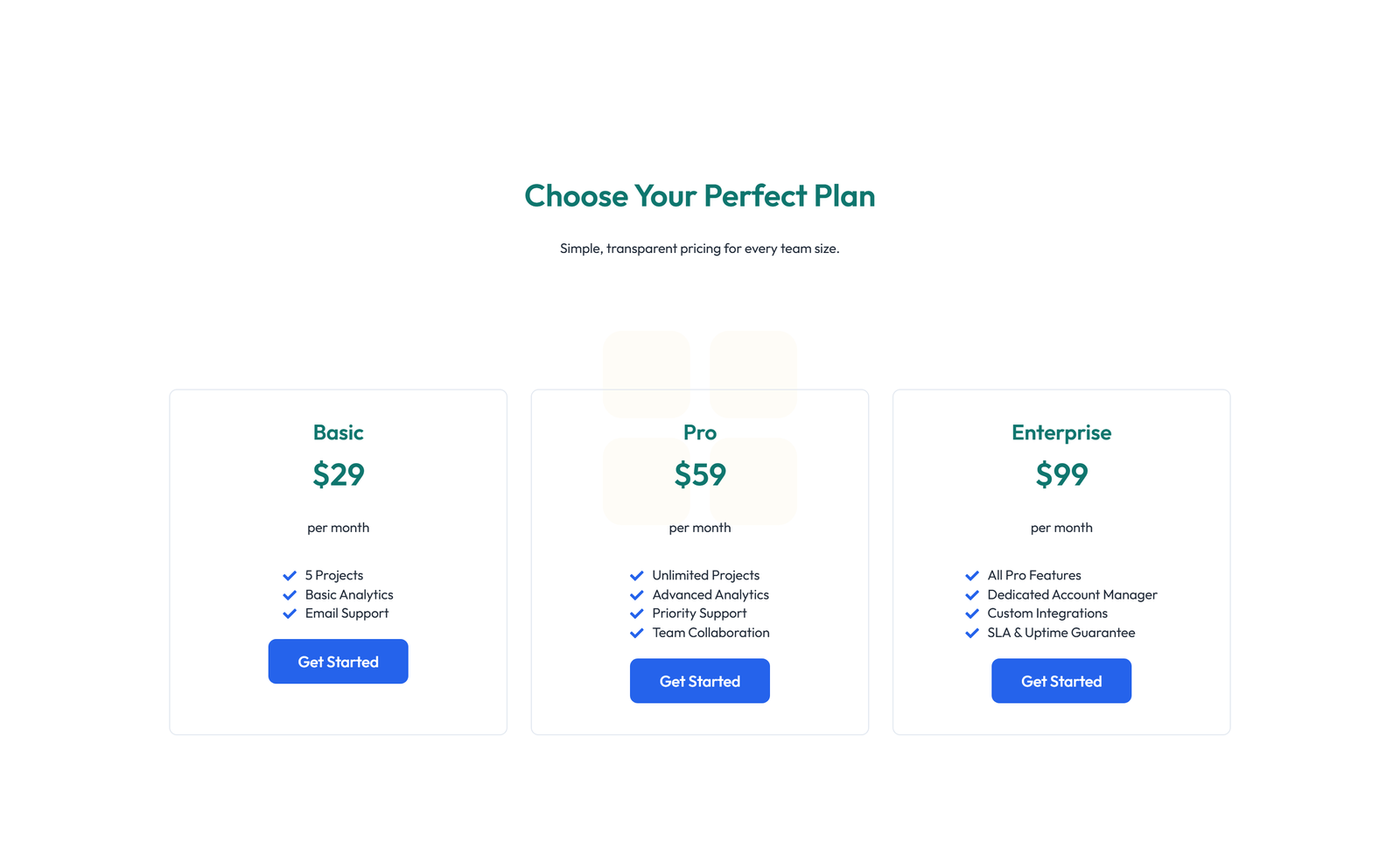 Screenshot of Pricing with 2-column Price Table Comparison 65 - Elementor Pricing Sections component