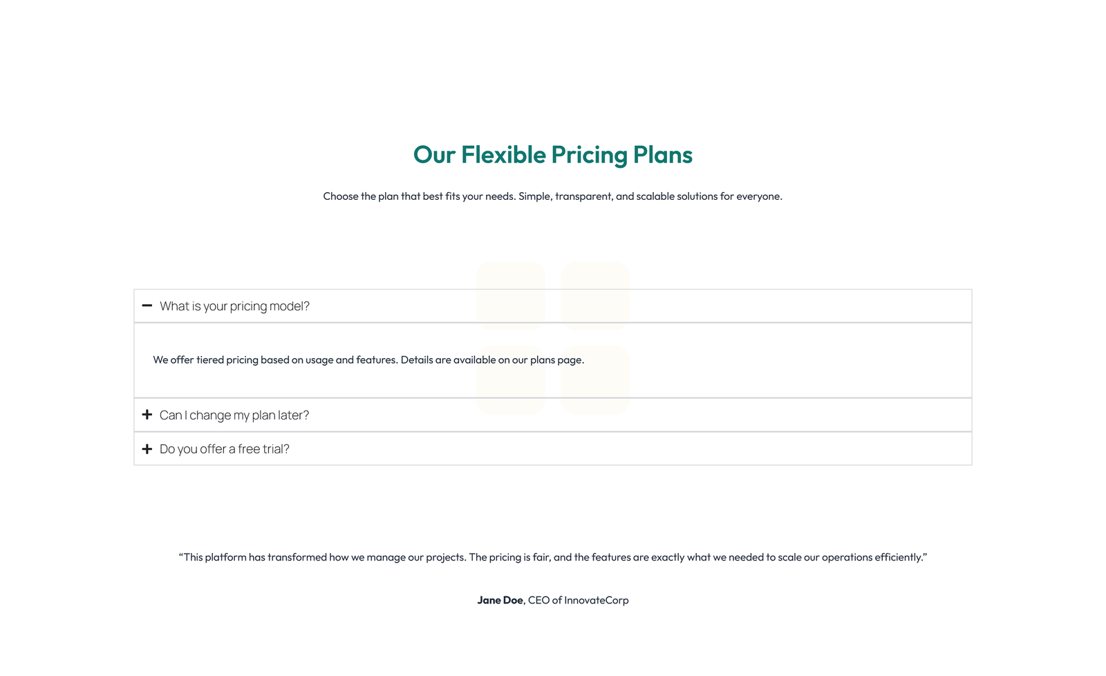 Screenshot of Pricing with 2-column Price Table Comparison 69 - Elementor Pricing Sections component