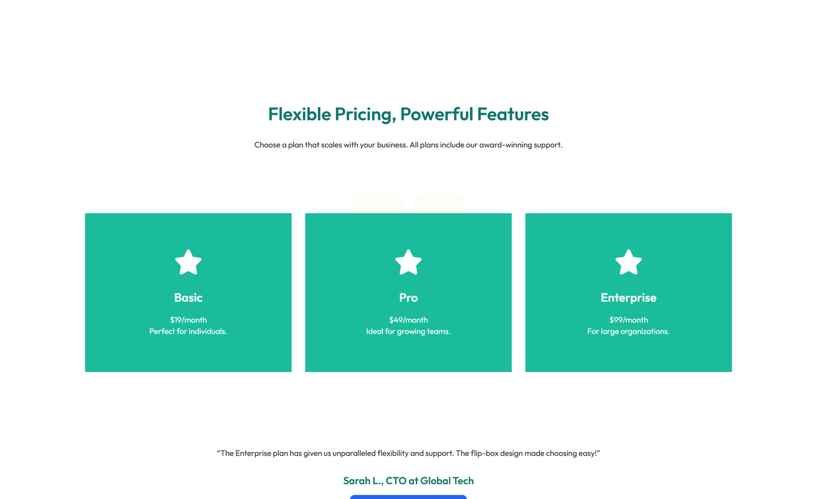 Pricing with 3-column Price Table with Ribbon 70 - Elementor component