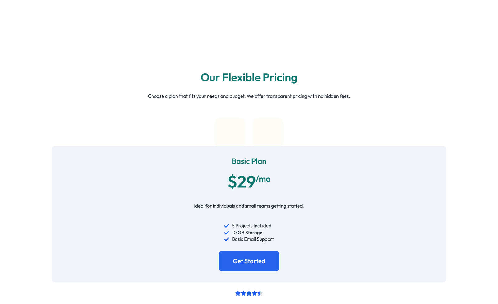 Screenshot of Pricing with 3-column Price Table Comparison 72 - Elementor Pricing Sections component