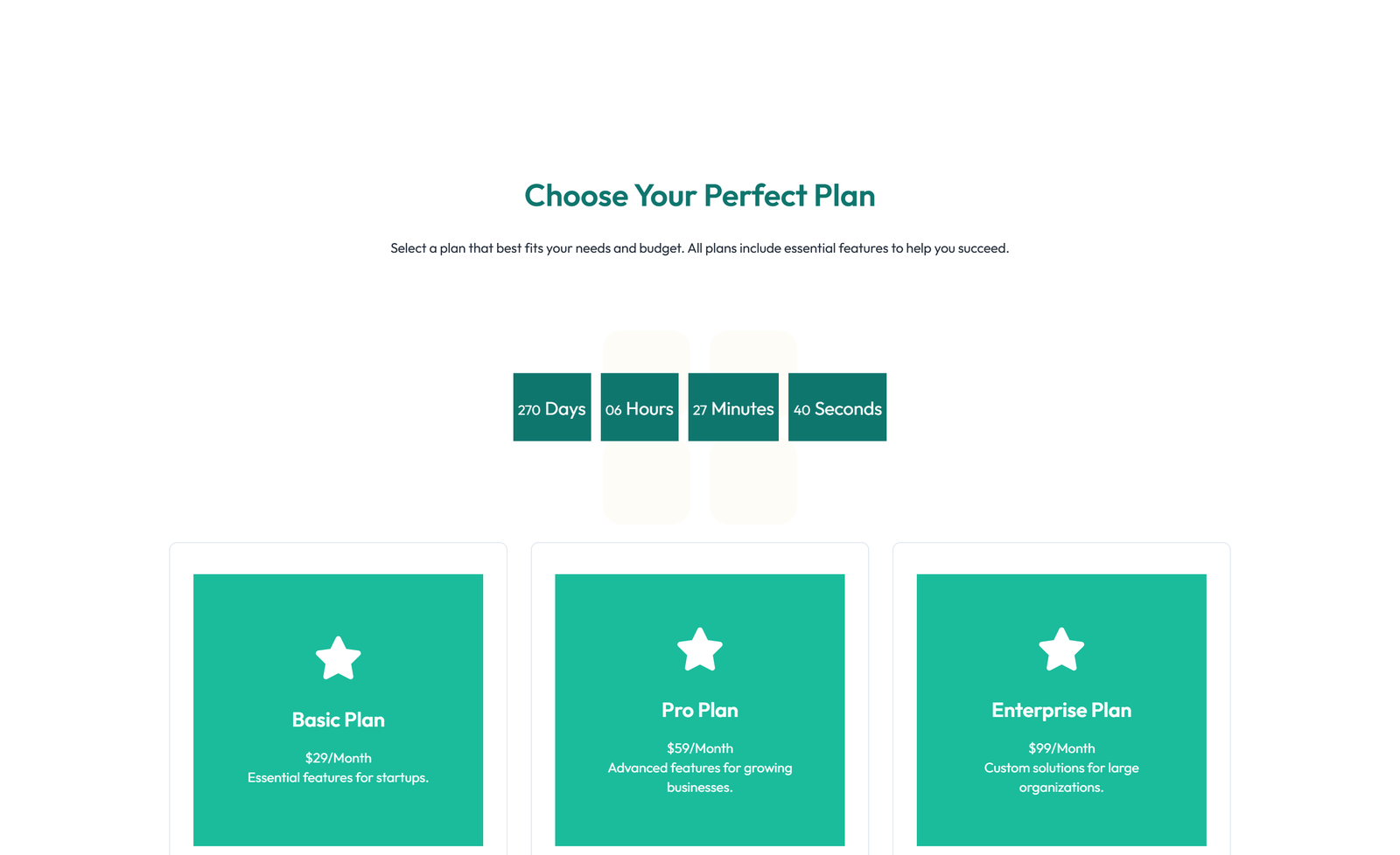 Pricing with 2-column Price Table Comparison 77 - Elementor component